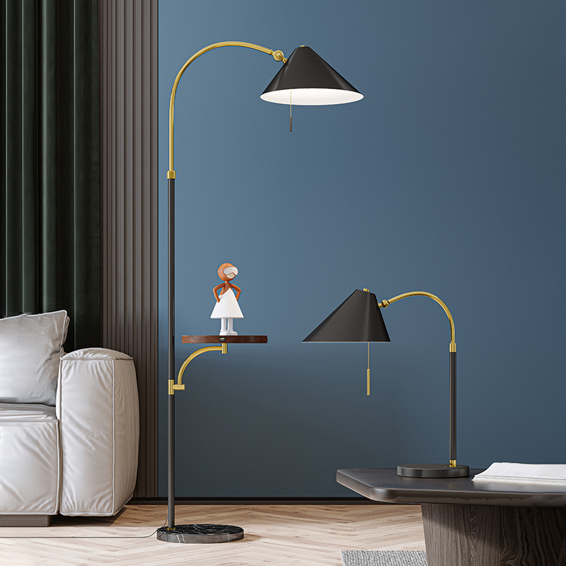 Light luxury fishing lamp floor lamp bedroom bedside lamp living room sofa next to Nordic wireless charging storage floor lamp