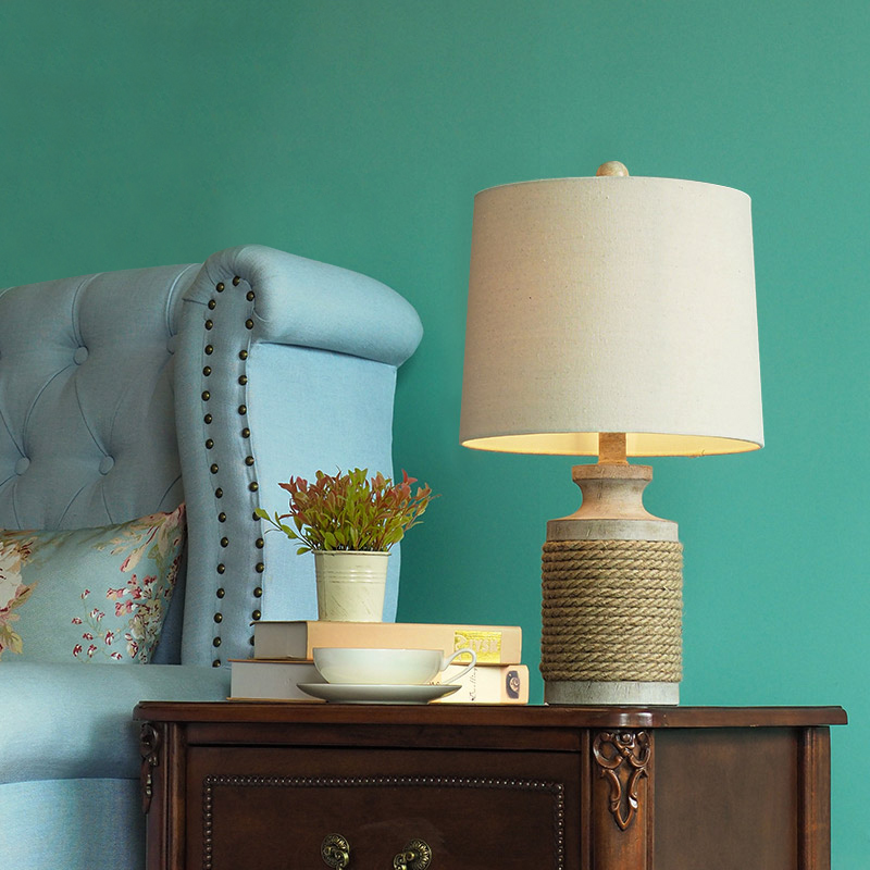 American table lamp bedroom bedside lamp creative romantic industrial retro European hemp rope wine table lamp living room literary country
