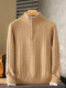 Double-stranded men's thickened 100% pure cashmere sweater semi-zipper solid color twist stand collar base sweater