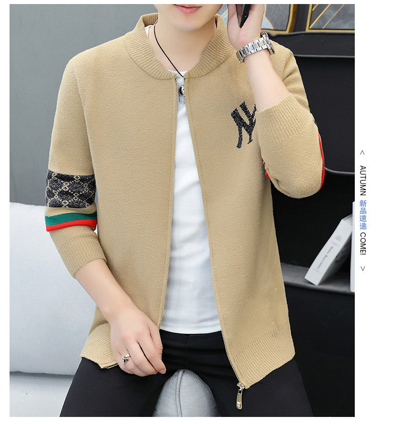 In 2022, trendy brand zipper knitted cardigans for men with stand-up collars, casual autumn slim-fit sweaters, jackets and coats are popular among the youth pic 12