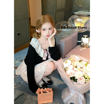 GA white cloud black knitting knitting sweater lace collar design of lace collar design for Pu Fan sweater