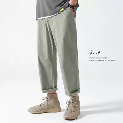 GWIT high twist Tianshan cotton cold summer new light loose leisure Tide brand Overleg ankle-length pants men