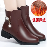 Темно -коричневый (высота каблука 3 см) (бархат)