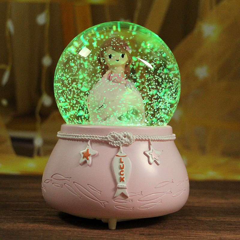 New Man Fish Dolphin Resin Craft Gift Pendulum Girl Birthday Gift Music Box Snowflake-Taobao