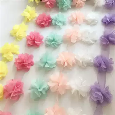 DIY handmade decoration accessories chiffon lace multi-color three-dimensional flower dress children's clothing hat accessories