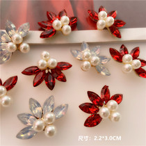 New color glass drill Alloy Flowers Three-dimensional Decorative Buttoned Tray DIY Handmade Ornament Accessories Material