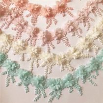 New tassel lace water soluble polyester nail beads chiffon three-dimensional flower clothing accessories DIY hand decoration material