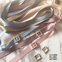 New pearl buckle waist rope matte cotton belt Joker dress waist collar lace neck with shirt