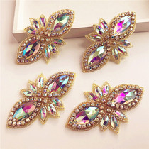 New gold hand-stitched rhinestone piece DIY decoration Latin dance suit applique accessories evening dress waist accessories