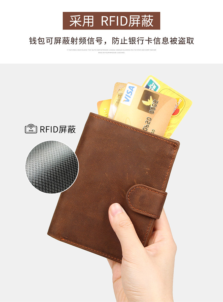 Ví da ngựa chống trộm đánh cắp ví da ví nam retro công suất lớn ví thông thường ví nhiều thẻ đơn giản - Ví tiền ví đựng card