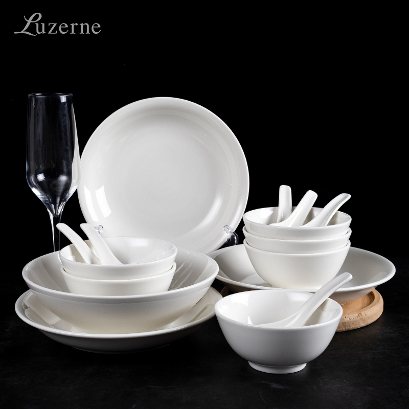 Lizi Home Design Lemon White 16-22 Piece Dinnerware Set Lu Sheng Tableware Gift Box for 6-8 People Authentic Bowl and Plate Set