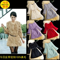 2018 mới chính hãng lông thỏ lông dài phần của phụ nữ Hained fur one plus cotton Slim ưu đãi đặc biệt áo da lộn lót lông