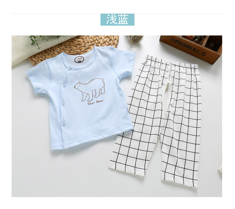 Đẹp trai hươu cotton bé quần áo trẻ em phần mỏng nửa tay áo mở quần phù hợp với nam giới và phụ nữ bé điều hòa không khí quần áo mùa hè quần áo