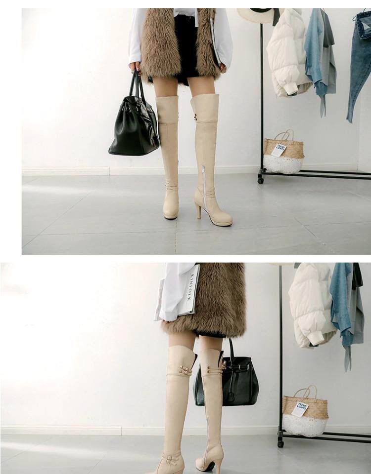 Сапоги 2023秋冬新款高跟骑士靴甜美粗跟过膝靴防水台高筒靴女超长筒靴子 Hung on the Yun