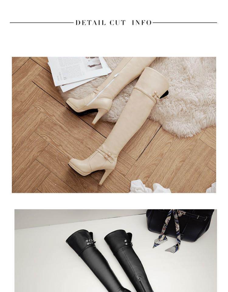 Сапоги 2023秋冬新款高跟骑士靴甜美粗跟过膝靴防水台高筒靴女超长筒靴子 Hung on the Yun