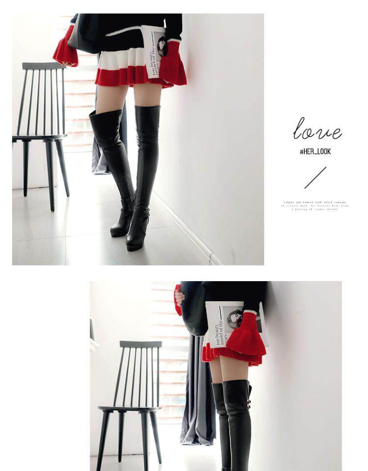 Сапоги 2023秋冬新款高跟骑士靴甜美粗跟过膝靴防水台高筒靴女超长筒靴子 Hung on the Yun