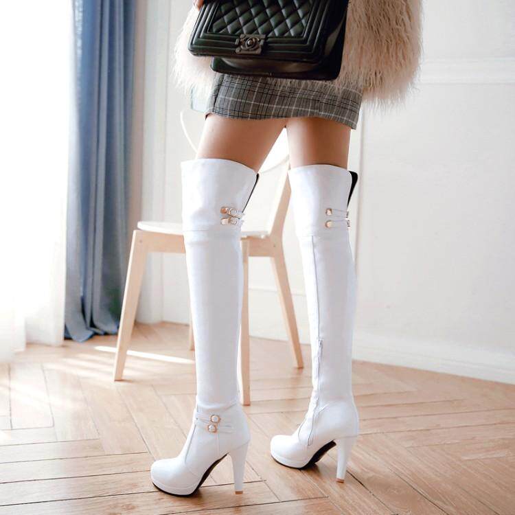 Сапоги 2023秋冬新款高跟骑士靴甜美粗跟过膝靴防水台高筒靴女超长筒靴子 Hung on the Yun