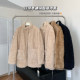 Wool stand collar teddy woolen coat for women winter loose thickened fur casual slim coat
