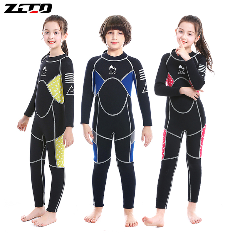 Children's wetsuit winter warm boys and girls 3mm thick one-piece wetsuit children's swimsuit