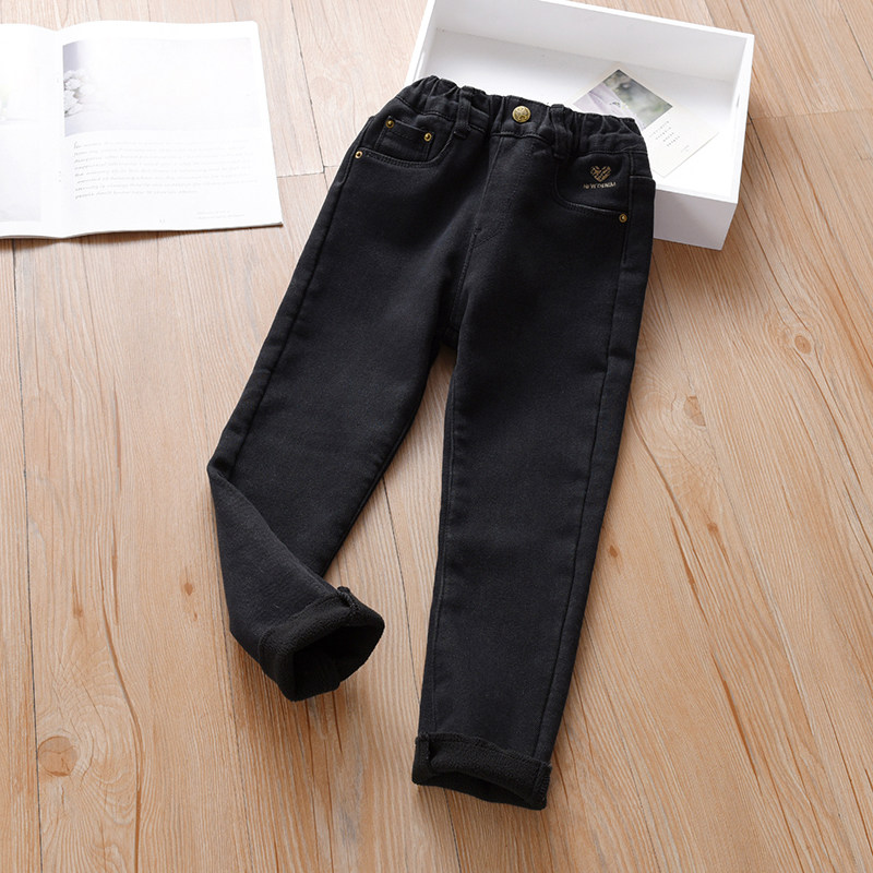Girl jeans gush with velvety autumn and winter external wearing integrated suede 2021 Winter winter thickened with body-repairing smoke pipe pants