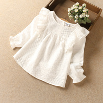 Childrens bubble sleeve autumn coat baby long sleeve cotton Foreign Princess Autumn girl Hollow child shirt