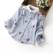 Childrens striped shirt Virgin long sleeve foreign air autumn art Princess cotton thin baby shirt little girl shirt