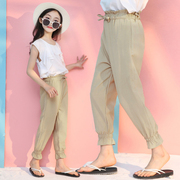 Cô gái quần mùa hè quần model mỏng cô gái chống muỗi childrens quần trong Childs lớn phong cách giản dị thời trang chín điểm quần triều.