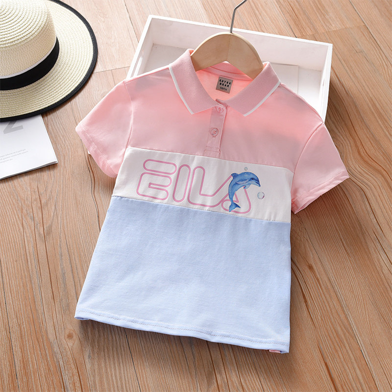 Girl T-shirt Short Sleeve Summer New Children Polo Shirt Pure Cotton Female Middle Boy Summer Clothing Blouse Baby Beat