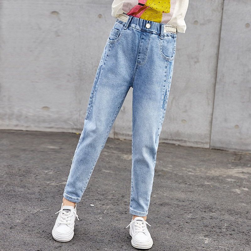 Girls ' pants spring and autumn thin section 2021 new foreign school children's children's big children's spring spring spring denim cigarette pants