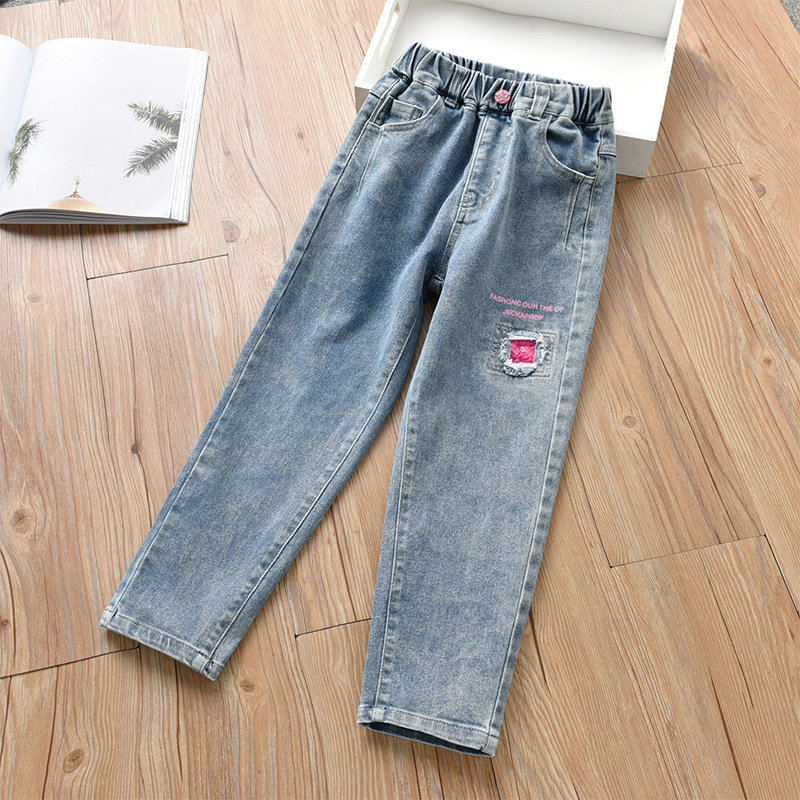 Girl Pants Autumn Long Pants 2022 New Loose Version Children Spring Autumn Season Outwear Foreign Girl Little Girl Jeans