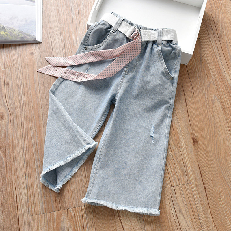 Girls with a wide leg seven - point jeans summer thin 2022 new girls girls in summer loose pants