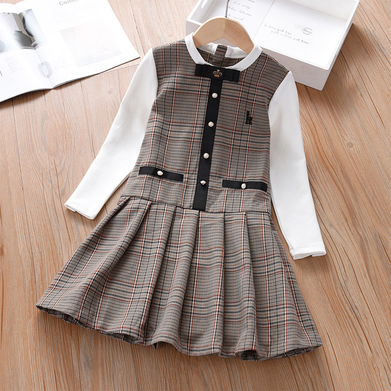 Girls Design Dress 2023 Spring Sleeve Spring and Autumn Gas College Festival Children's Dress Fashion New Model