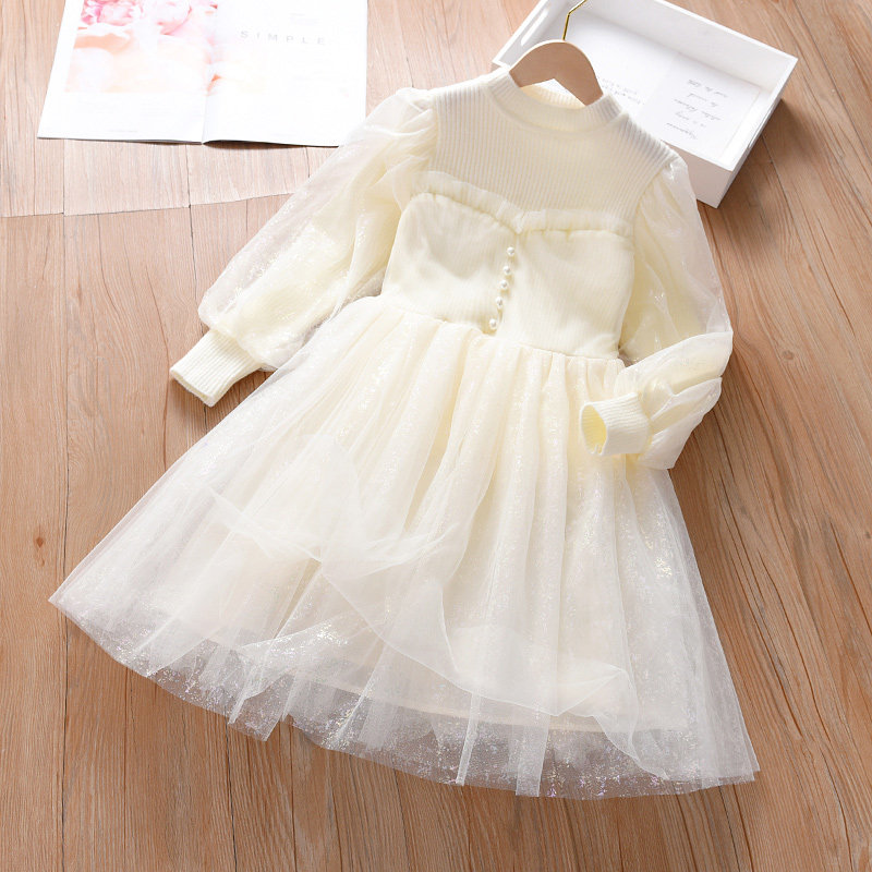 Girl Springtime Ocean Dress Birthday Gown Dress Dress 2022 Spring Dress White Children Female Dress Child Princess Nepotism