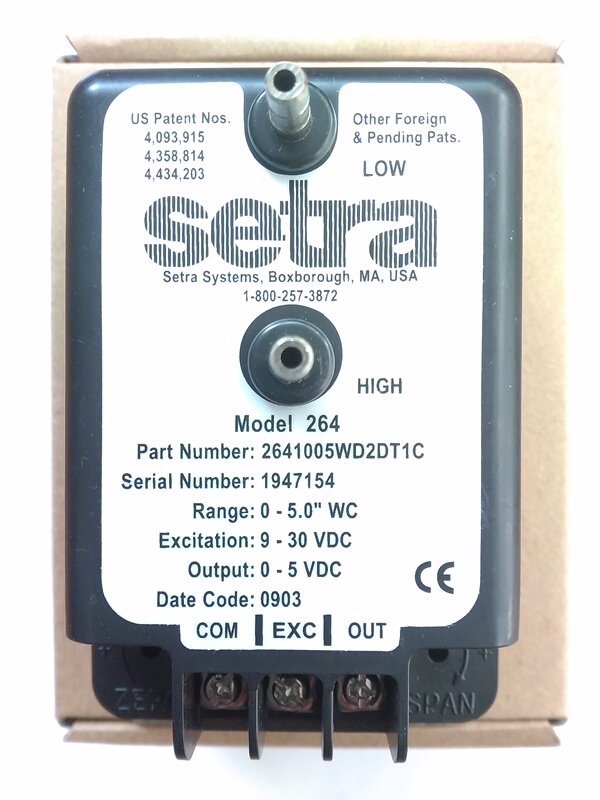 Setra 264 Pressure Sensor with Sensitivity Adjustment Micro Differential Pressure Sensor Setra264