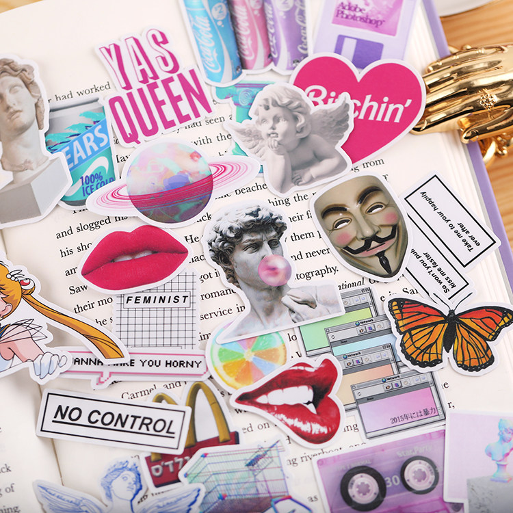 Handbook stickers Hobo decorate small pattern retro translucent handset mobile phone sticker material steam wave series