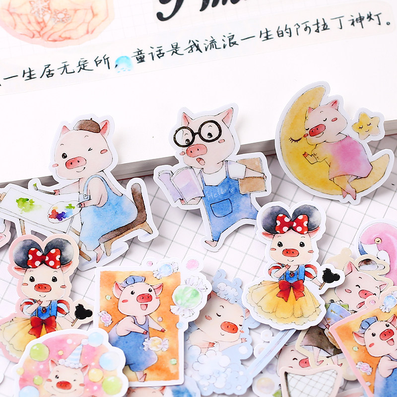 Hands Ledger Stickers Suit Handbill Diy Decoration Material Cartoon Little Clear New Homemade Stickers Bag Cute Little Pig