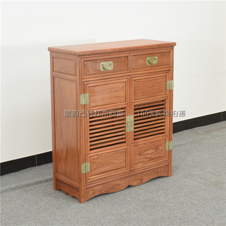 Myanmar flower wood red wood Chinese shoe cabinet large fruit sandalshoe cabinet two doors of red wood metal cabinet