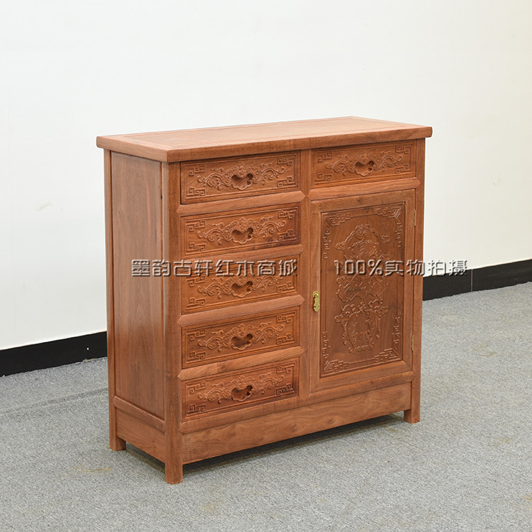 Mahogany cabinet Burmese rosewood chest of drawers Burmese flower big fruit red sandalwood chest of drawers antique locker furniture raw grinding