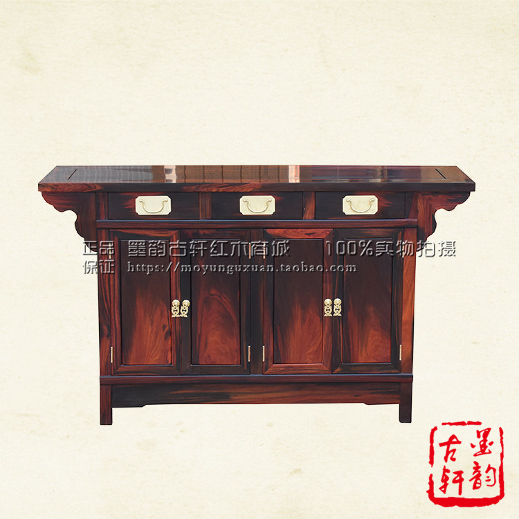 Laos big red rosewood plain surface single-board four-door sideboard storage cabinet shoe cabinet bag public cabinet solid wood mahogany furniture
