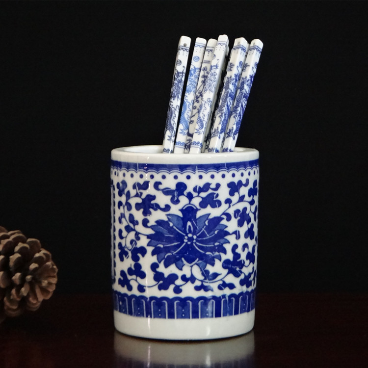 Jingdezhen Ceramic Pen Holder, Blue and White Porcelain Chopstick Holder, Study Supplies, Brush Holder, Restaurant Dining Chopstick Holder Jingdezhen Ceramic Pen Holder, Blue and White Porcelain Chopstick Holder, Study Supplies, Brush Holder, Restaurant Dining Chopstick Holder