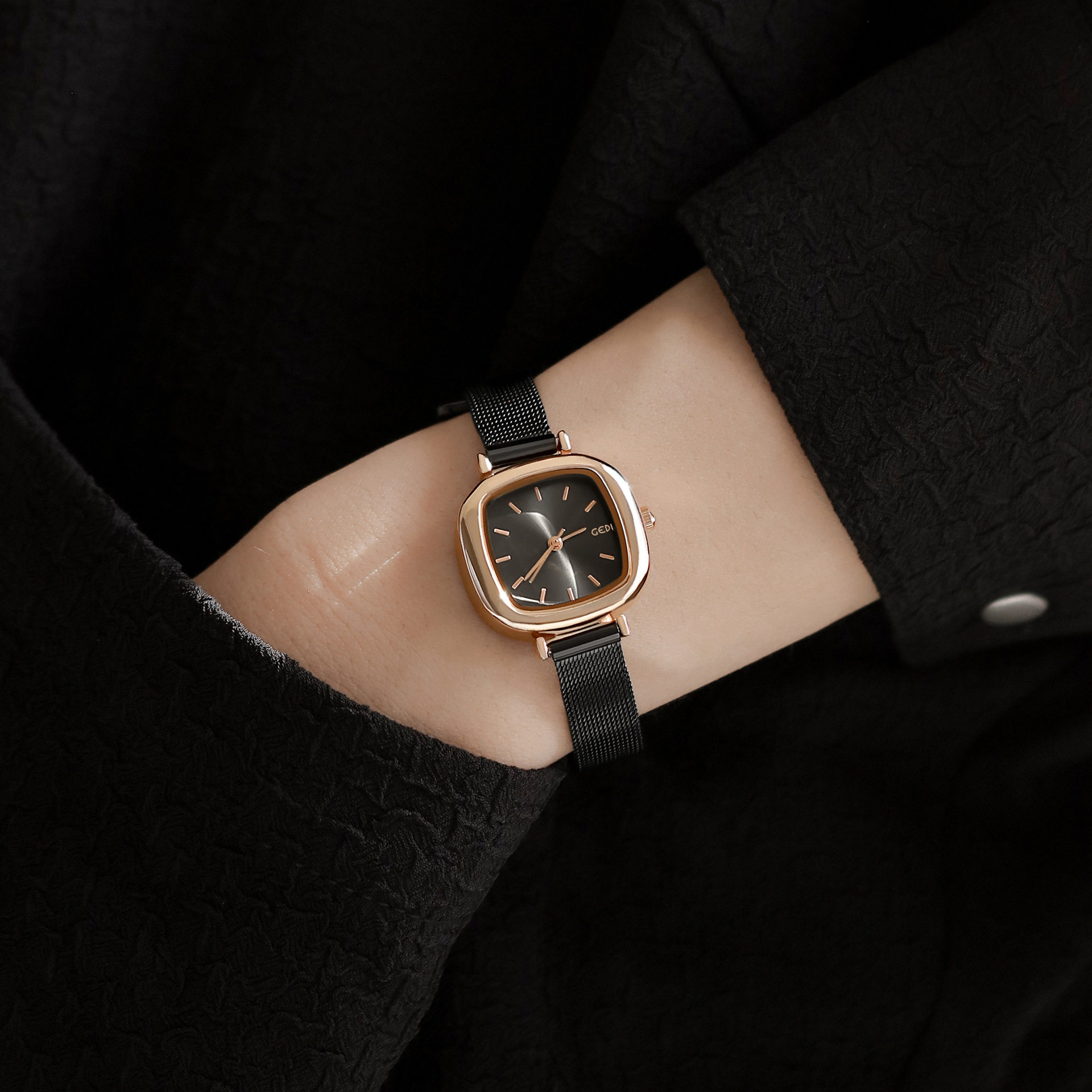 歌迪手表女简约气质学生小表盘细带小巧方形网链小众手表女士手表评价- 淘宝网