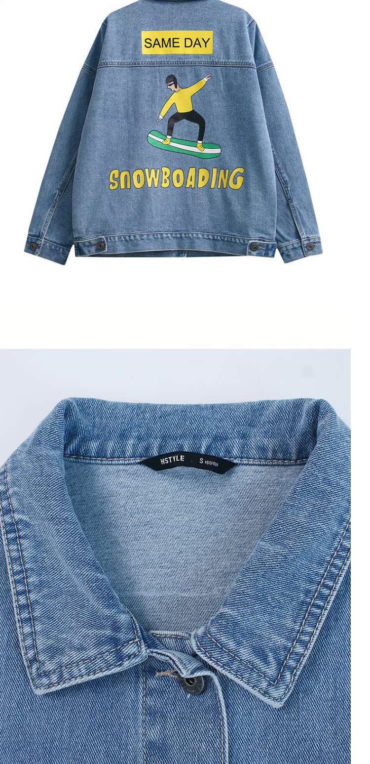 Quần áo Handu 2019 Phụ nữ Hàn Quốc mùa thu mới in thủy triều denim giản dị áo khoác ngắn nữ - Áo khoác ngắn áo kiểu trung niên u50