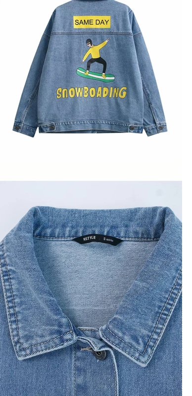 Quần áo Handu 2019 Phụ nữ Hàn Quốc mùa thu mới in thủy triều denim giản dị áo khoác ngắn nữ - Áo khoác ngắn áo khoác nữ hoodie
