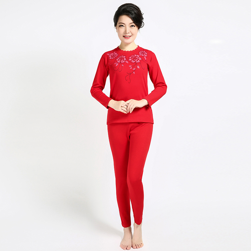 mùa thu cuộc đời này mùa thu quần womens lớn bộ đồ lót màu đỏ trung niên áo đỏ quần lót màu đỏ quần lót vest.