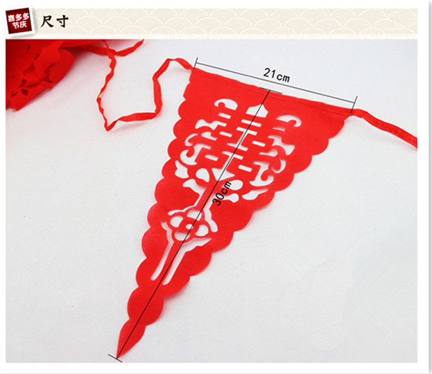 Wedding Hollowed-out Colorful Flags for Festive Red Color Flags of Festive Red Color Flags