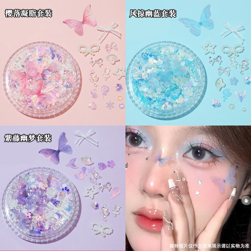 Butterfly Face Stickers, Summer Concert Face Stickers, Bridal Eye Makeup Stickers, Stage Makeup Pearl Stickers and Rhinestones