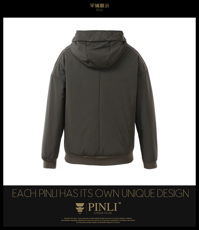PINLI Pinli Mùa xuân nam mới trùm đầu nhiều túi quần áo bảo hộ lao động Áo khoác cotton hàng đầu B183405565 - Mùa xuân