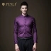 PINLI Pinli Mùa xuân Nam mới Slim Fit Cổ áo vuông sọc dài tay áo Top B183313543 - Áo Áo