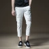 Pin Li nam cửa hàng chính thức mới chín điểm quần jeans trắng quần nam quần thủy triều thương hiệu nhà tạo mẫu tóc xu hướng - Quần jean quần kaki nam Quần jean
