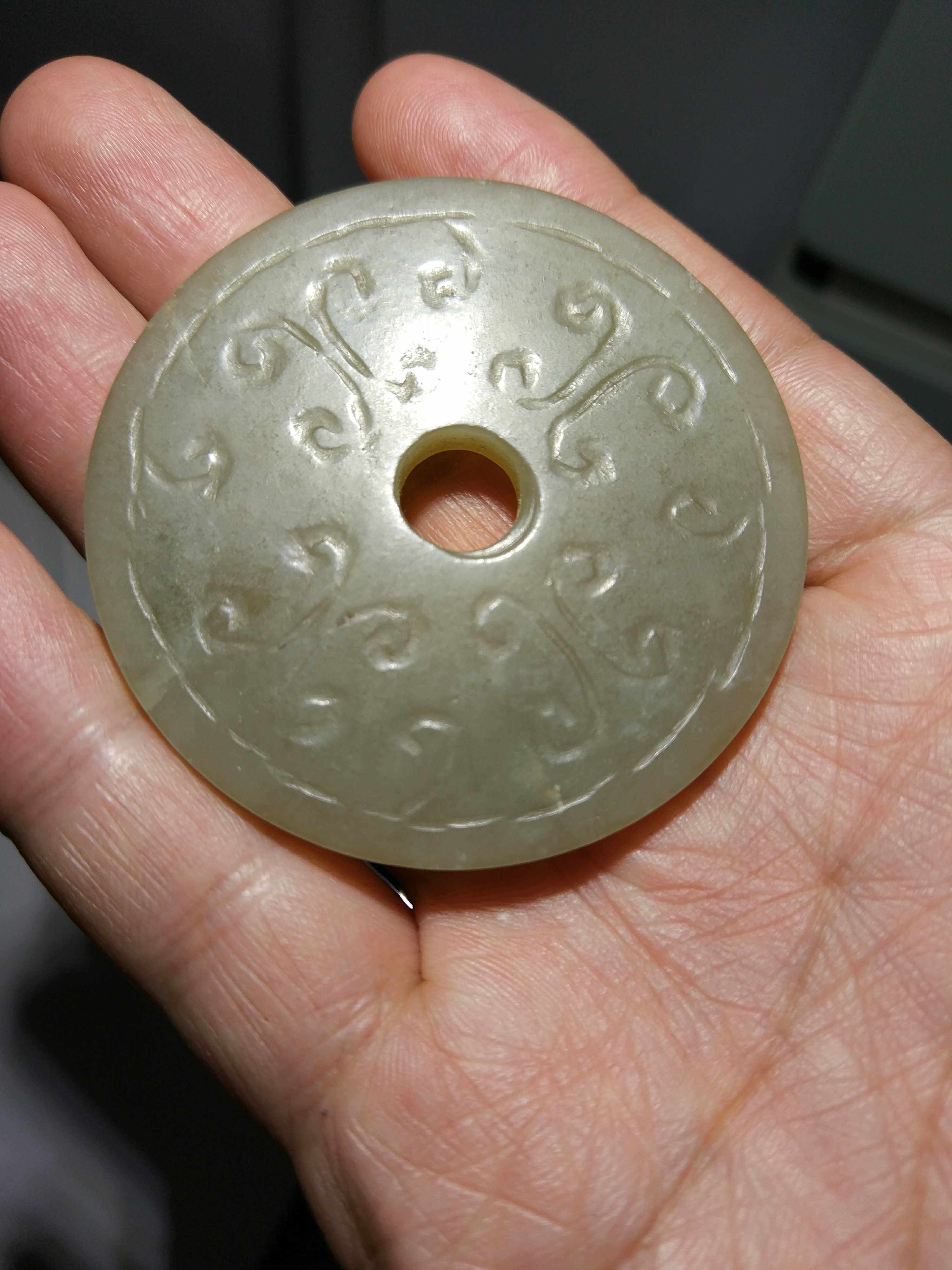 Qing Dynasty Hetian Yu Qing Dynasty Hetian Yubi Qing Dynasty Hetian Yugou Cloud Pattern Jade Wall